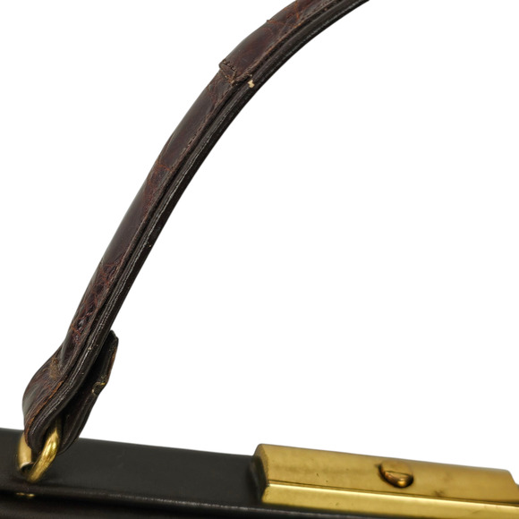 VTG 1970s Andrew Geller brown reptile patterned leather handbag VGUC - Picture 14 of 14